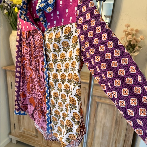 Anthropologie Maeve Patchwork Floral Paisley Button Down Blouse XS Boho - Picture 5 of 10